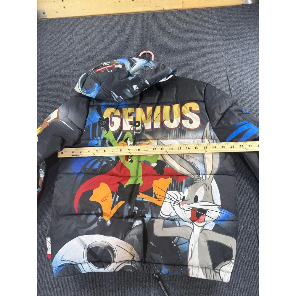 Members Only Looney Tunes Puffer Jacket Boys 14/16 Bugs Bunny Daffy Duck Black